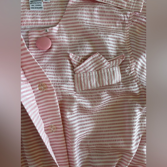 Vtg Lindsey Blake Petites Secretary Day Dress Sz 6P Soft Pink White Stripe Geek - Picture 9 of 10